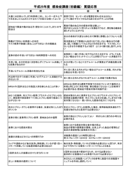 平成25年度 感染症講座（初級編） 質疑応答