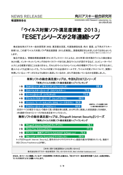 ウイルス対策ソフト満足度調査 2013