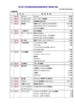 お楽しみ抽選会景品提供一覧表
