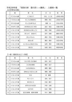 平成28年度 「家族の絆 愛の詩in養老」 入賞者一覧