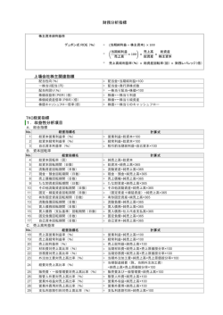 財務分析指標 上場会社株主関連指標 TKC経営指標 1．収益性分析項目