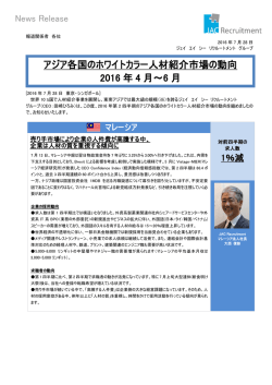 2016年4-6月の市場動向 - JAC Recruitment Malaysia