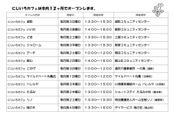 にじいろカフェは市内12ヶ所でオープンします。