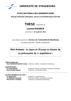 Mori Arimasa: le Japon et l`Europe au travers de sa philosophie de l
