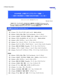 2008年度上半期ラジオエアプレイチャート発表！！
