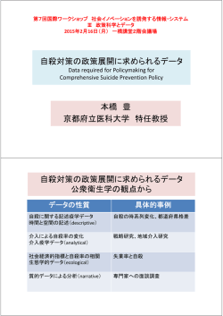 自殺対策の政策展開に求められるデータ 本橋 豊 京都府立医科大学 特