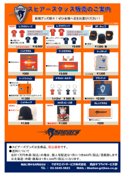 スピアーズグッズは全商品、税込価格です。