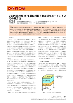 Co/Pt磁性膜のPt層に誘起された磁気モーメントとその