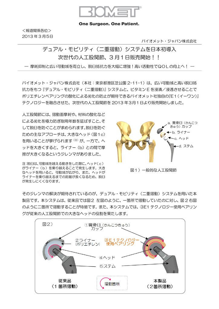 デュアル モビリティ 二重摺動 システムを日本初導入 次世代の人工