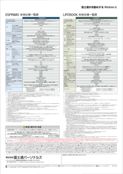 ESPRIMO 本体仕様一覧表 LIFEBOOK 本体仕様一覧表