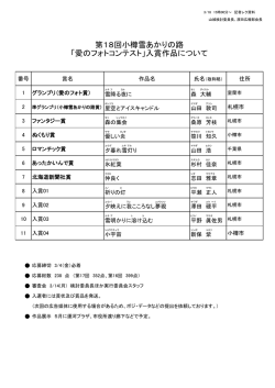 第18回小樽雪あかりの路 「愛のフォトコンテスト」入賞作品について