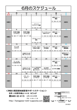 6月のスケジュール - 神奈川県西部地域若者サポートステーション