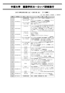 2016年2月海外研修工程表