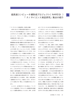 超高速コンピュータ網形成プロジェクト（NAREGI） 「ナノサイエンス実証