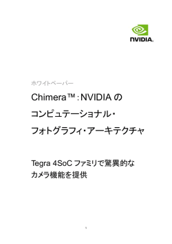 Chimera&trade;：NVIDIA の コンピュテーショナル・ フォトグラフィ
