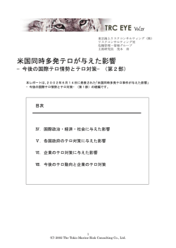 米国同時多発テロが与えた影響 - 東京海上日動リスクコンサルティング