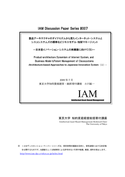 IAM Discussion Paper Series #007