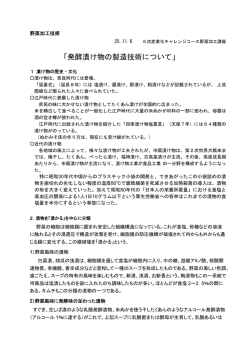 「発酵漬け物の製造技術について」