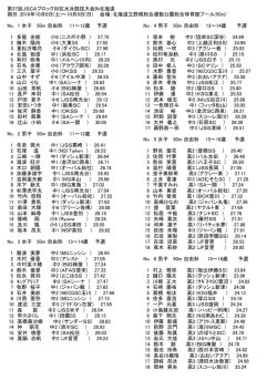 第37回JSCAブロック対抗水泳競技大会IN北海道 期日：2016年10月8日