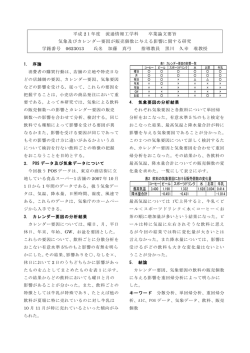 平成 21年度 流通情報工学科 卒業論文要旨 気象及びカレンダー要因が