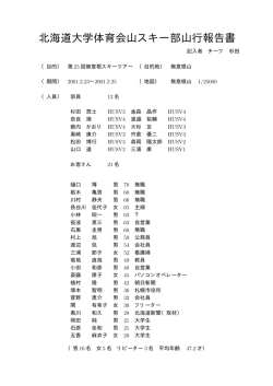 北海道大学体育会山スキー部山行報告書