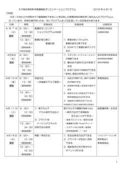 1 王子総合病院新卒看護職員オリエンテーションプログラム 2015 年 4 月