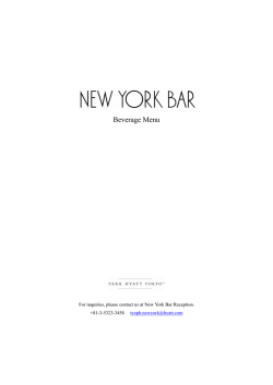 Beverage Menu - Park Hyatt Tokyo