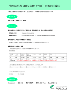 食品成分表 2015 年版（七訂）更新のご案内