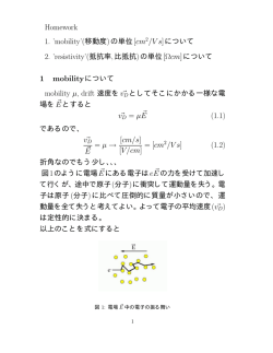 Homework 1. `mobility`(移動度)の単位[cm2/V s]について 2. `resistivity