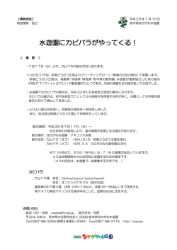 水遊園にカピバラがやってくる！