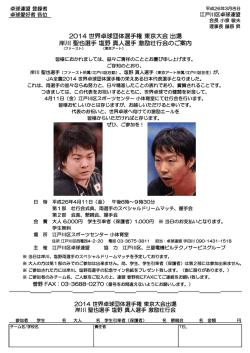 2014 世界卓球団体選手権 東京大会 出場 岸川