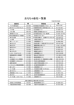 おもちゃ会社一覧表 - 日本おもちゃ病院協会