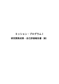 ミッション・プログラムⅠ - 社会技術研究開発センター