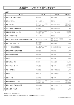 東販調べ 1991年 年間ベストセラー