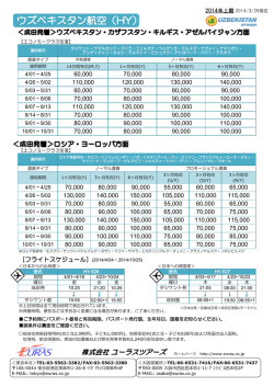 ［フライトスケジュール］(2014/4/04～2014/10/25)