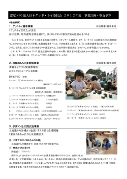 認定 NPO 法人日本グッド・トイ委員会 2012年度 事業計画・収支予算