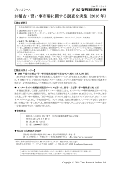 お稽古・習い事市場に関する調査を実施（2016 年）