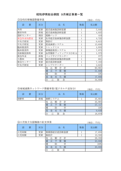 昭和伊南総合病院 9月補正事業一覧