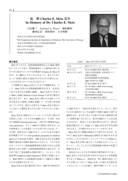 追 悼 Charles E. Metz 先生 In Memory of Dr. Charles E. Metz - J