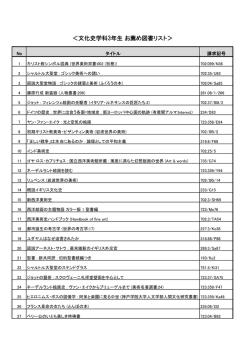 ＜文化史学科3年生 お薦め図書リスト＞