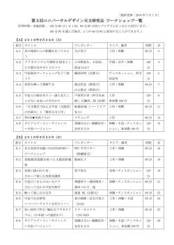 第3回ユニバーサルデザイン天文研究会 ワークショップ一覧