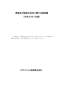 業務及び財産の状況に関する説明書