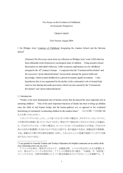 Two Essays on the Evolution of Childhood: An Economic