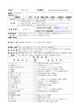 科目名 通信工学Ⅱ 英文表記 Communication Engineering II 教員名