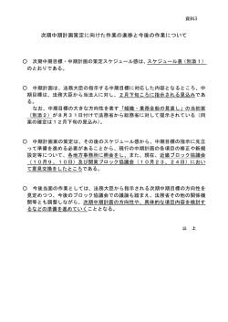 次期中期計画策定に向けた作業の進捗と今後の作業について