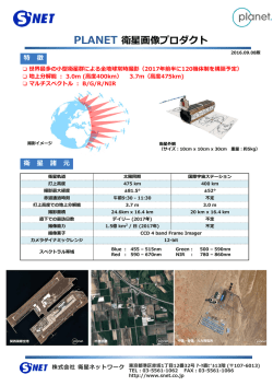 PLANET 衛星画像プロダクト