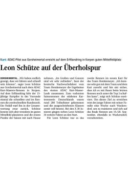 Leon Sch&uuml;tze auf der &Uuml;berholspur