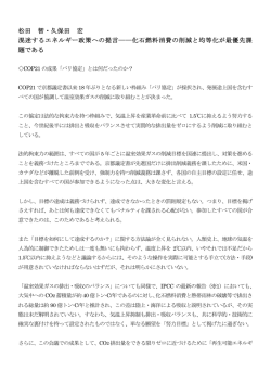 松田 智・久保田 宏 混迷するエネルギー政策への提言――化石燃料消費