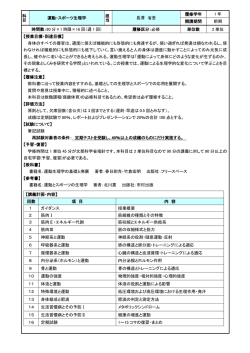 科 目 運動・スポーツ生理学 担 当 長澤 省吾 履修学年 1 年 開講期間