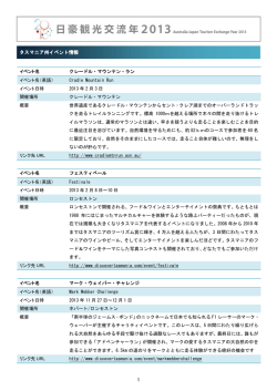 1 タスマニア州イベント情報